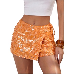 image:imageFloerns Womens Sequin Mini Skirt Wrap Tie Side Sparkly Glitter Party SkirtOrange
