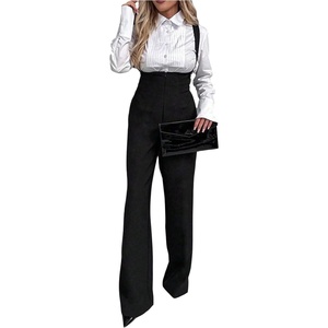 image:imageFloerns Womens Sleeveless Jumpsuit Wide Leg Suspender Pants Overalls with PocketsBlack