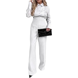 image:imageFloerns Womens Sleeveless Jumpsuit Wide Leg Suspender Pants Overalls with PocketsWhite