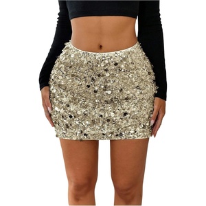 image:imageFloerns Womens Sparkly Sequin Mini Skirt Y2k High Waisted Going Out SkirtGold