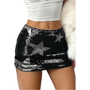 image:imageFloerns Womens Star Sequin Skirt Sparkly Bodycon Glitter Streetwear Club Mini SkirtBlack
