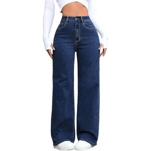 image:imageFloerns Womens Y2k Denim Pants High Waisted Straight Leg Stretchy Streetwear JeansDark Wash