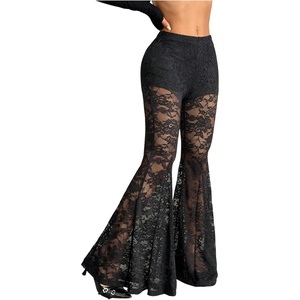 image:imageFloerns Womens Y2k Lace Pants Low Rise Flare Leg Concert Outfit Party TrousersBlack