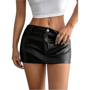 image:imageFloerns Womens Y2k PU Leather Mini Skirt Low Rise Bodycon Stretchy Night Out Party SkortBlack