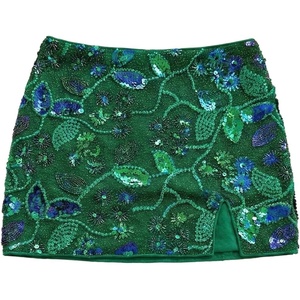 image:imageFloerns Womens Y2k Sequin Mini Skirt Beaded Glitter Low Rise Bodycon SkirtDark Green