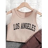 image:imageFloerns Girls 2 Piece Outfit Letter Print Rib Knit Crop Tank Top and Cargo PantsA Brown