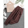 image:imageFloerns Girls 2 Piece Outfit Letter Print Rib Knit Crop Tank Top and Cargo PantsA Brown
