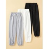 image:imageFloerns Girls 3 Pcs Letter Graphic Print High Waisted Sweatpants Jogger PantsBlack Grey