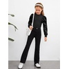 image:imageFloerns Girls Casual Puff Long Sleeve Round Neck Rib Knit Blouse Tee TopsBlack