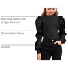 image:imageFloerns Girls Casual Puff Long Sleeve Round Neck Rib Knit Blouse Tee TopsBlack