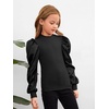image:imageFloerns Girls Casual Puff Long Sleeve Round Neck Rib Knit Blouse Tee TopsBlack