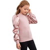 image:imageFloerns Girls Casual Puff Long Sleeve Round Neck Rib Knit Blouse Tee TopsDusty Pink