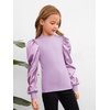 image:imageFloerns Girls Casual Puff Long Sleeve Round Neck Rib Knit Blouse Tee TopsLilac Purple