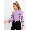 image:imageFloerns Girls Casual Puff Long Sleeve Round Neck Rib Knit Blouse Tee TopsLilac Purple