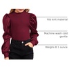 image:imageFloerns Girls Casual Puff Long Sleeve Round Neck Rib Knit Blouse Tee TopsMaroon