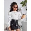 image:imageFloerns Girls Casual Puff Long Sleeve Round Neck Rib Knit Blouse Tee TopsWhite