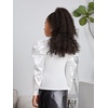 image:imageFloerns Girls Casual Puff Long Sleeve Round Neck Rib Knit Blouse Tee TopsWhite