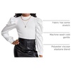 image:imageFloerns Girls Casual Puff Long Sleeve Round Neck Rib Knit Blouse Tee TopsWhite