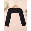 image:imageFloerns Girls Color Block Long Sleeve Drop Shoulder Crochet Crop Top SweatersBlack