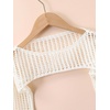 image:imageFloerns Girls Color Block Long Sleeve Drop Shoulder Crochet Crop Top SweatersWhite