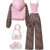 image:imageFloerns Girls Graphic Print Clothes Cami Top Sweatpants Set with Jacket Hoodie 3 Piece OutfitPink Leopard