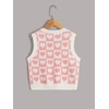 image:imageFloerns Girls Heart Print Sleeveless Sweater Vest V Neck Knitwear Tank TopPink Multi