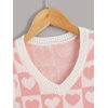image:imageFloerns Girls Heart Print Sleeveless Sweater Vest V Neck Knitwear Tank TopPink Multi