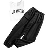 image:imageFloerns Girls 2 Piece Outfit Letter Print Rib Knit Crop Tank Top and Cargo PantsBlack White Multi