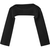 image:imageFloerns Girls Color Block Long Sleeve Drop Shoulder Crochet Crop Top SweatersBlack