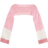 image:imageFloerns Girls Color Block Long Sleeve Drop Shoulder Crochet Crop Top SweatersPink