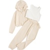 image:imageFloerns Girls Cute Preppy 3 Piece Outfits Clothes Tank Top Sweatpants Set with Sweatshirt HoodieApricot