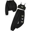 image:imageFloerns Girls Graphic Print Clothes Cami Top Sweatpants Set with Jacket Hoodie 3 Piece OutfitBlack
