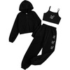 image:imageFloerns Girls Graphic Print Clothes Cami Top Sweatpants Set with Jacket Hoodie 3 Piece OutfitBlack Purse
