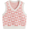 image:imageFloerns Girls Heart Print Sleeveless Sweater Vest V Neck Knitwear Tank TopPink Multi