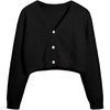 image:imageFloerns Girls V Neck Long Sleeve Button Front Knit Cardigan Crop TopBlack