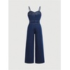 image:imageFloerns Girls Bowknot Sleeveless Overall Denim Jumpsuit Kids Baggy JeansDark Wash