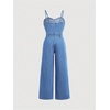 image:imageFloerns Girls Bowknot Sleeveless Overall Denim Jumpsuit Kids Baggy JeansLight Blue