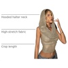 image:imageFloerns Rave Outfits for Women Backless Hoodie Draped Halter Tank TopsKhaki Mesh