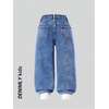 image:imageFloerns Toddler Girls Wide Leg Elastic Waist Button Baggy JeansDark Blue