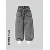 image:imageFloerns Toddler Girls Wide Leg Elastic Waist Button Baggy JeansLight Grey