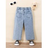image:imageFloerns Toddler Girls Wide Leg Elastic Waist Button Baggy JeansLight Wash