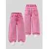 image:imageFloerns Toddler Girls Wide Leg Elastic Waist Button Baggy JeansPink
