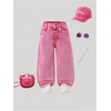 image:imageFloerns Toddler Girls Wide Leg Elastic Waist Button Baggy JeansPink