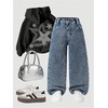 image:imageFloerns Toddler Girls Wide Leg Elastic Waist Button Baggy JeansVintage Blue