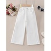 image:imageFloerns Toddler Girls Wide Leg Elastic Waist Button Baggy JeansWhite