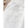 image:imageFloerns Toddler Girls Wide Leg Elastic Waist Button Baggy JeansWhite