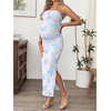 image:imageFloerns Women Floral Strapless Bodycon Long Maternity Wedding Guest DressesBlue and Pink