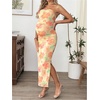 image:imageFloerns Women Floral Strapless Bodycon Long Maternity Wedding Guest DressesOrange Pink Floral