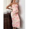 image:imageFloerns Women Floral Strapless Bodycon Long Maternity Wedding Guest DressesPink Floral