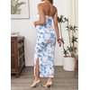 image:imageFloerns Women Floral Strapless Bodycon Long Maternity Wedding Guest DressesWhite Blue Tie Dye